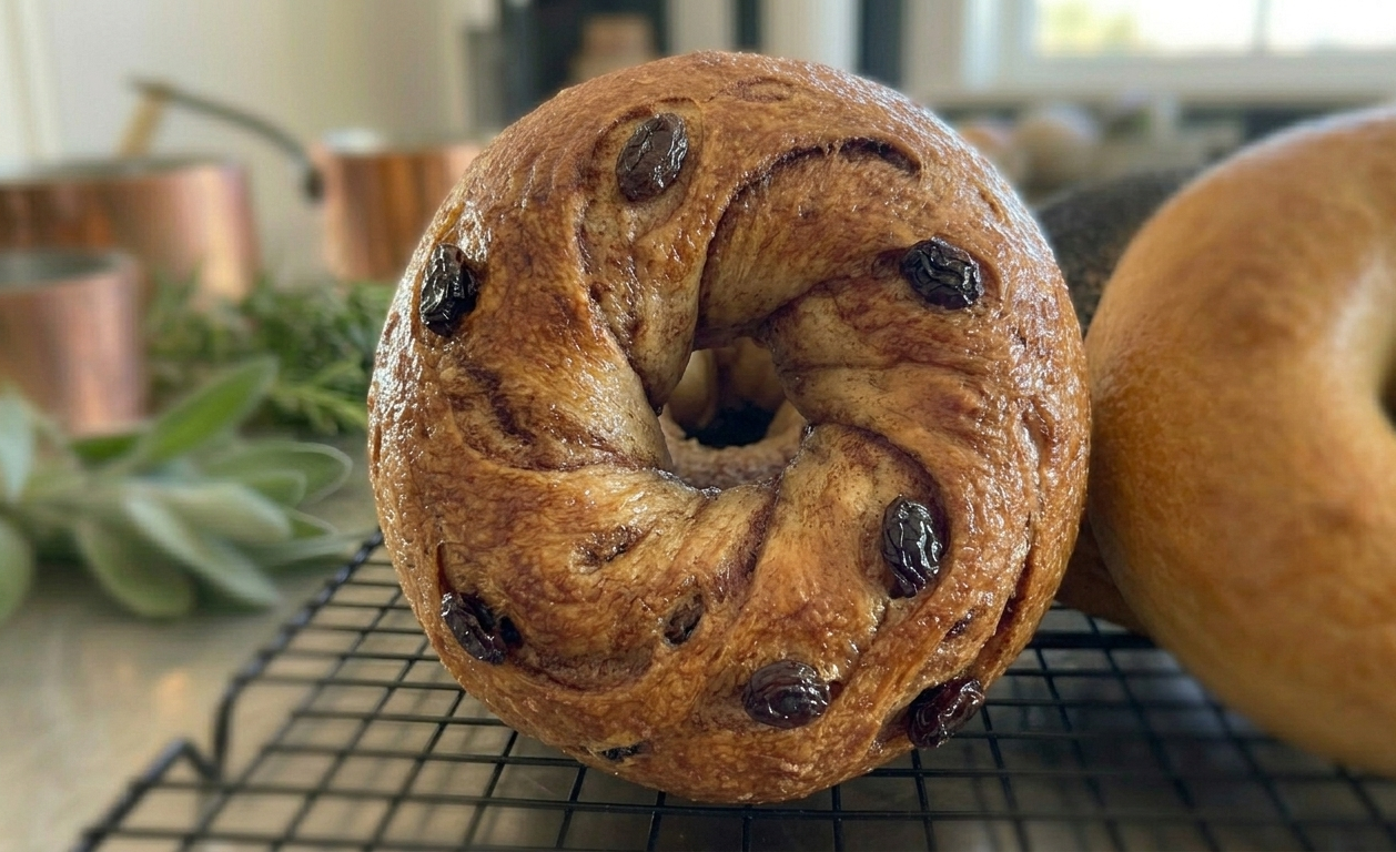 Cinnamon raisin sourdough bagel